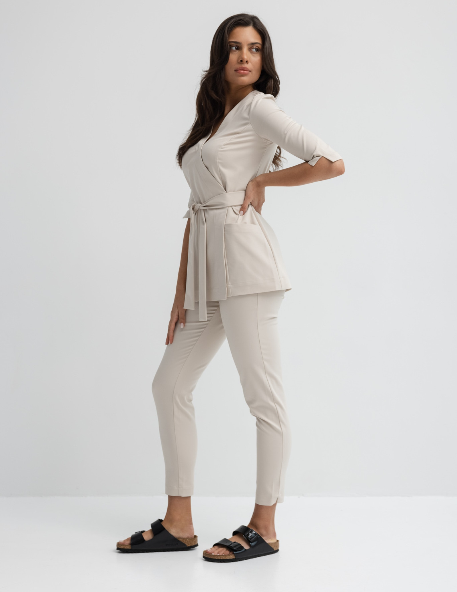 Spodnie Damskie Slim Fit - Nude