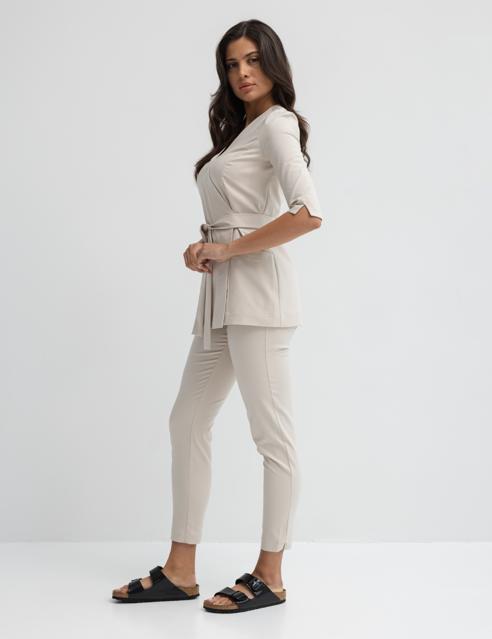 Spodnie Damskie Slim Fit - Nude