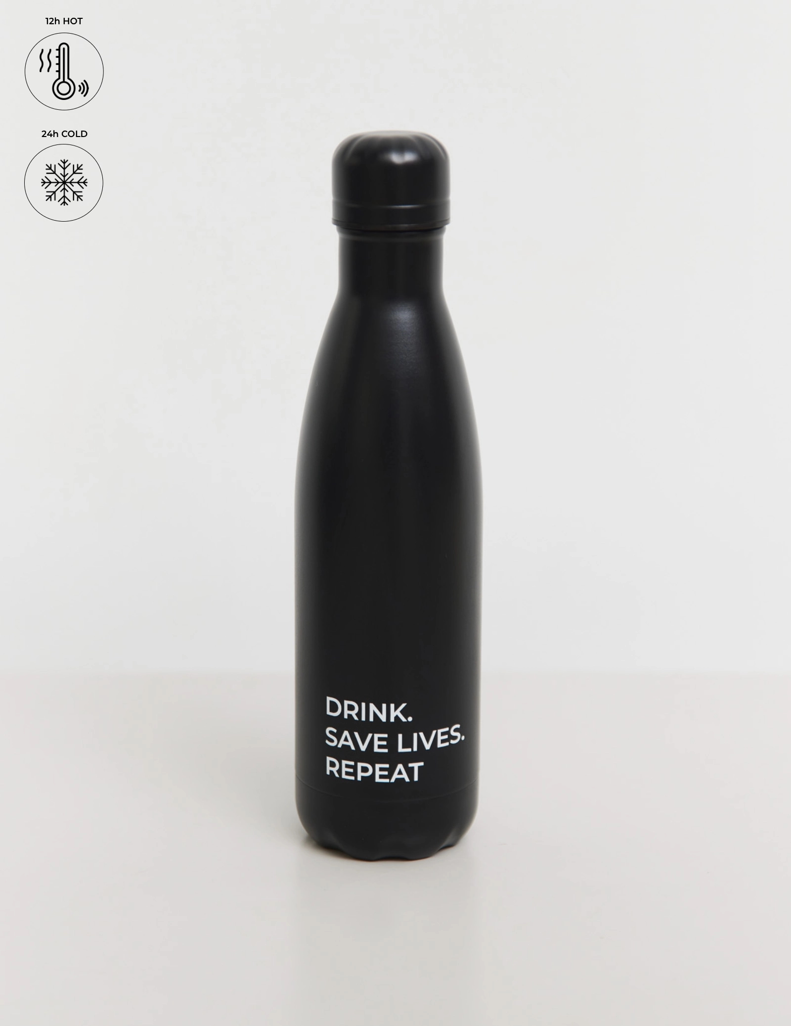 Butelka Termiczna Classic "Save lives" - BLACK