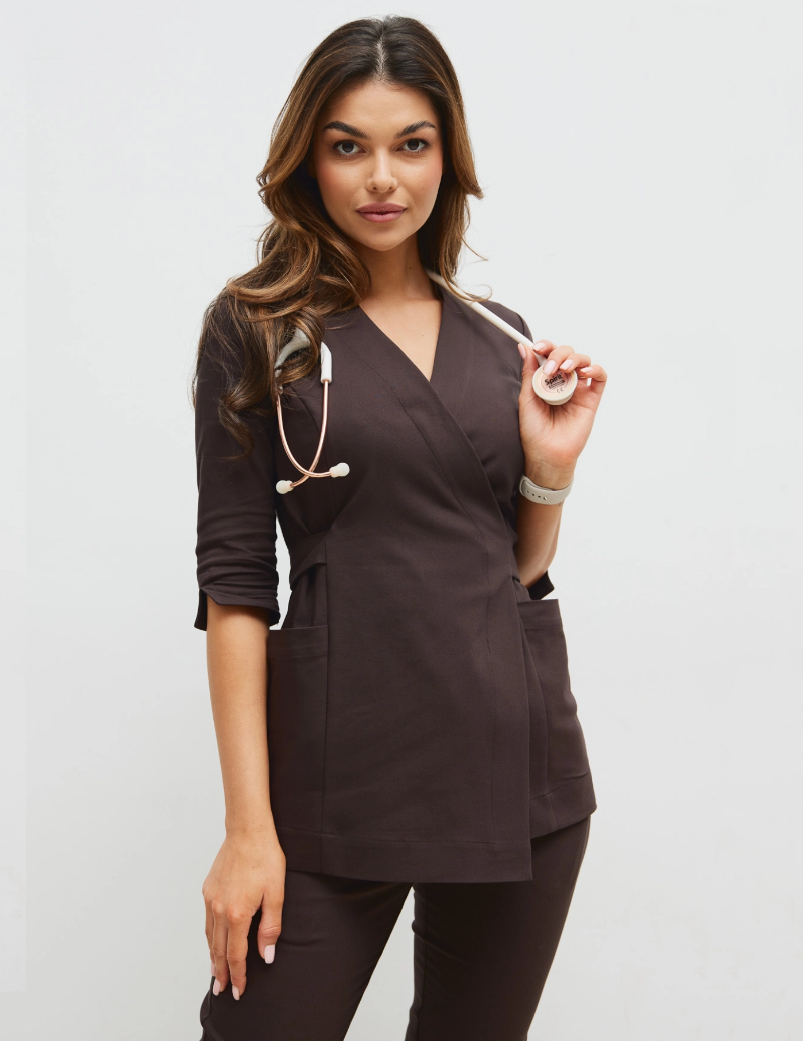 Bluza medyczna wiązana Rosalie - WOODROSE