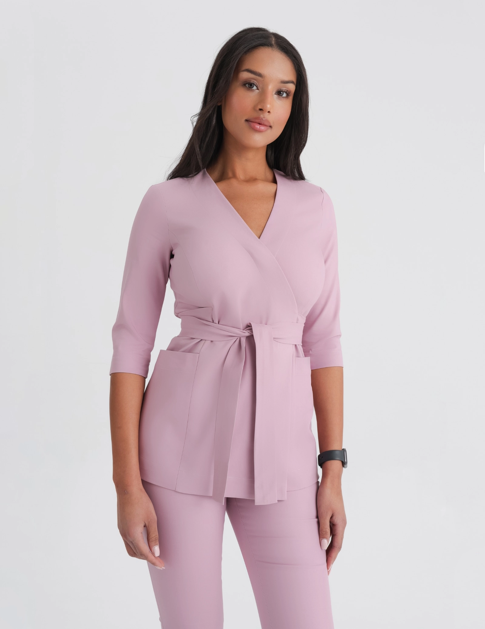Bluza Medyczna Wiązana Rosalie - FRENCH PINK
