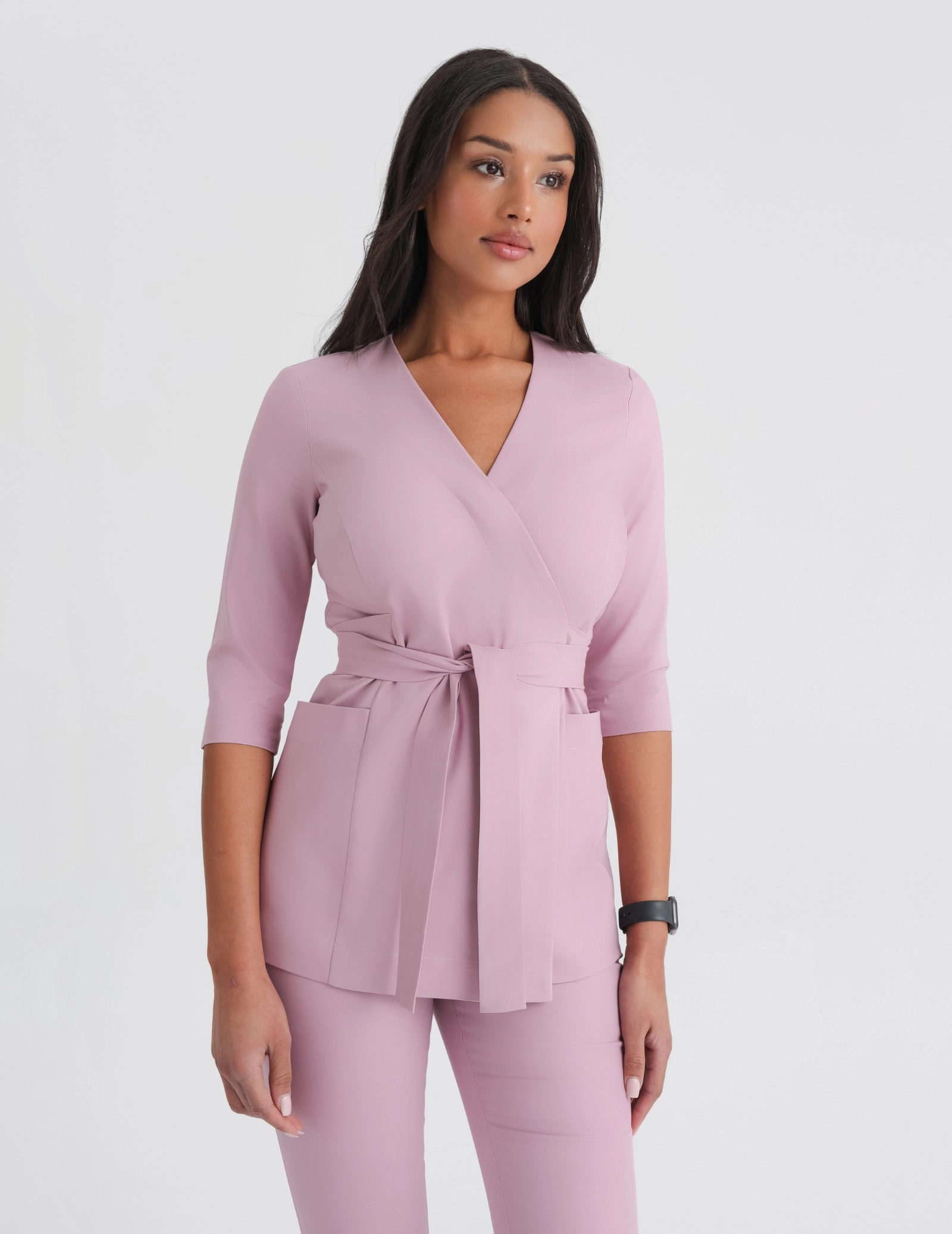 Bluza Medyczna Wiązana Rosalie - FRENCH PINK
