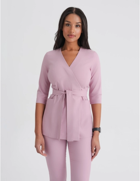 Bluza Medyczna Wiązana Rosalie - FRENCH PINK