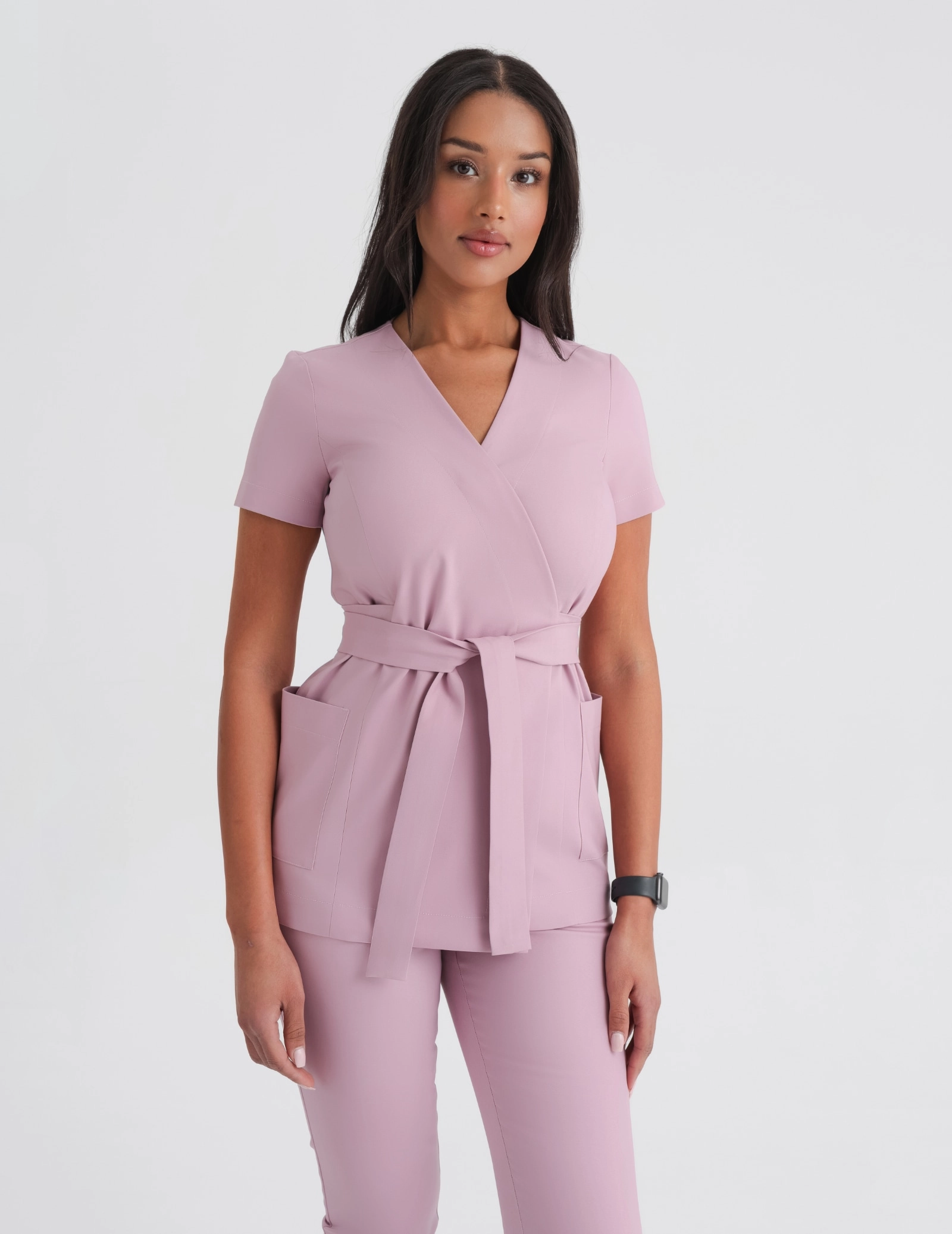 Bluza Medyczna Wiązana Auri - FRENCH PINK