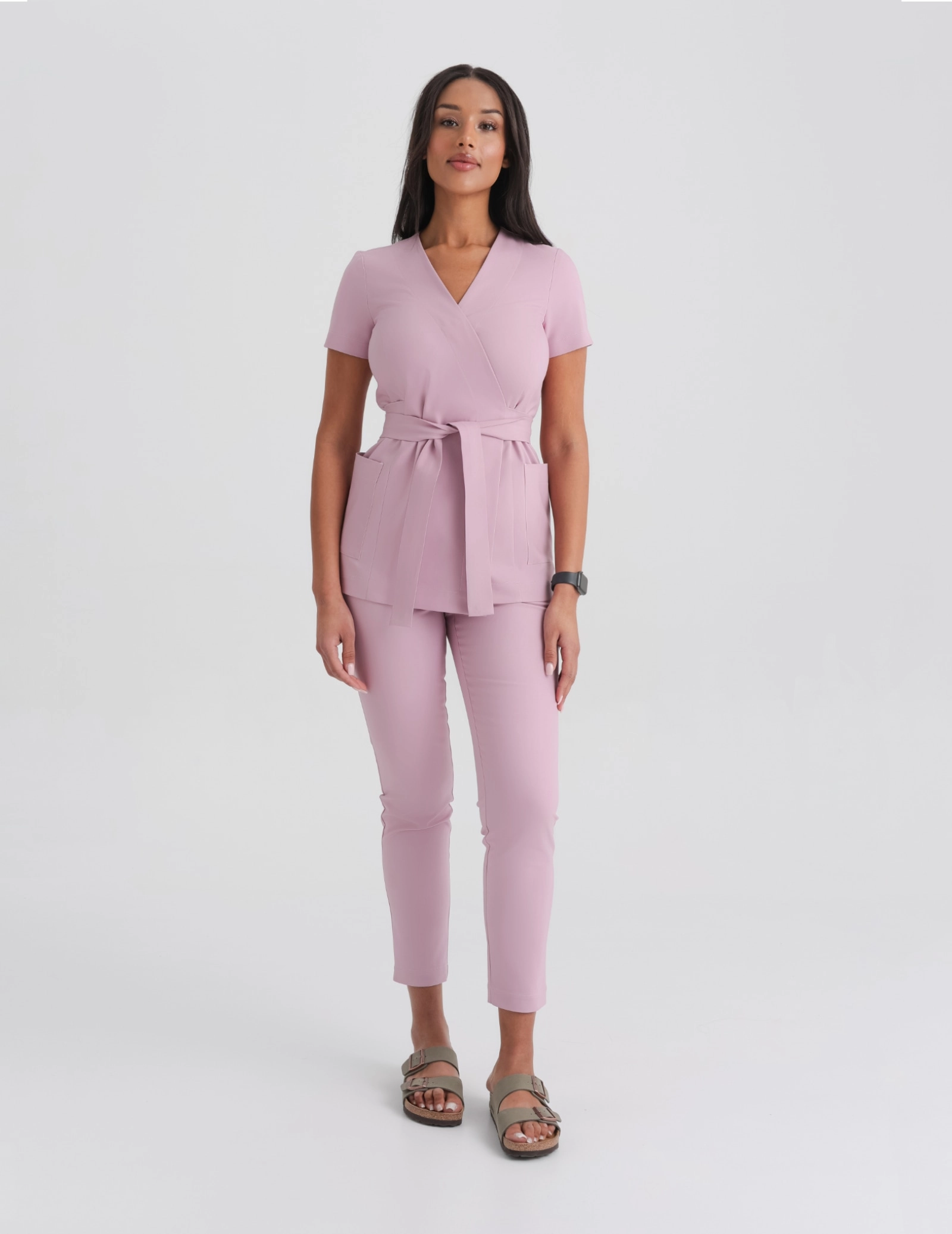 Bluza Medyczna Wiązana Auri - FRENCH PINK