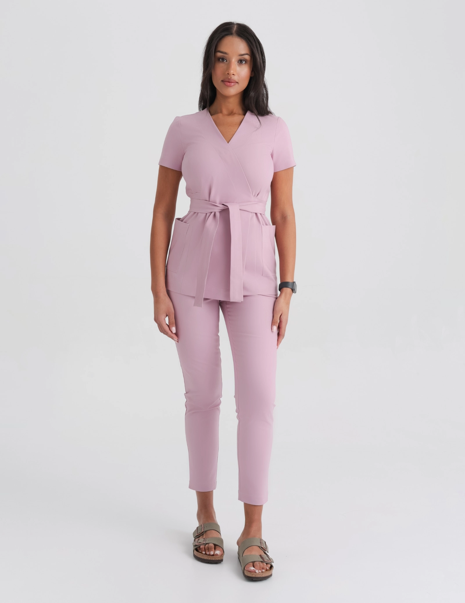 Bluza Medyczna Wiązana Auri - FRENCH PINK