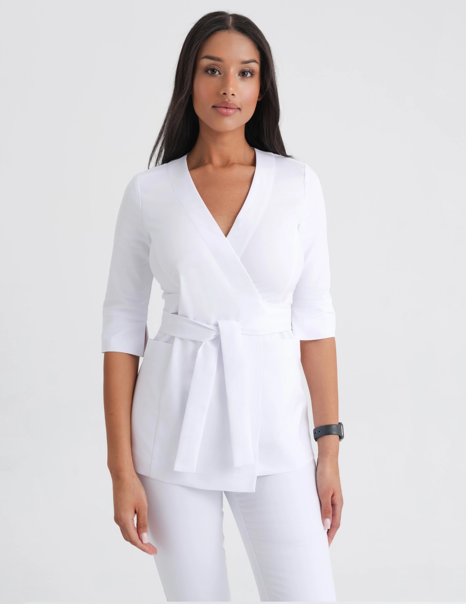 Bluza medyczna wiązana Rosalie - WHITE
