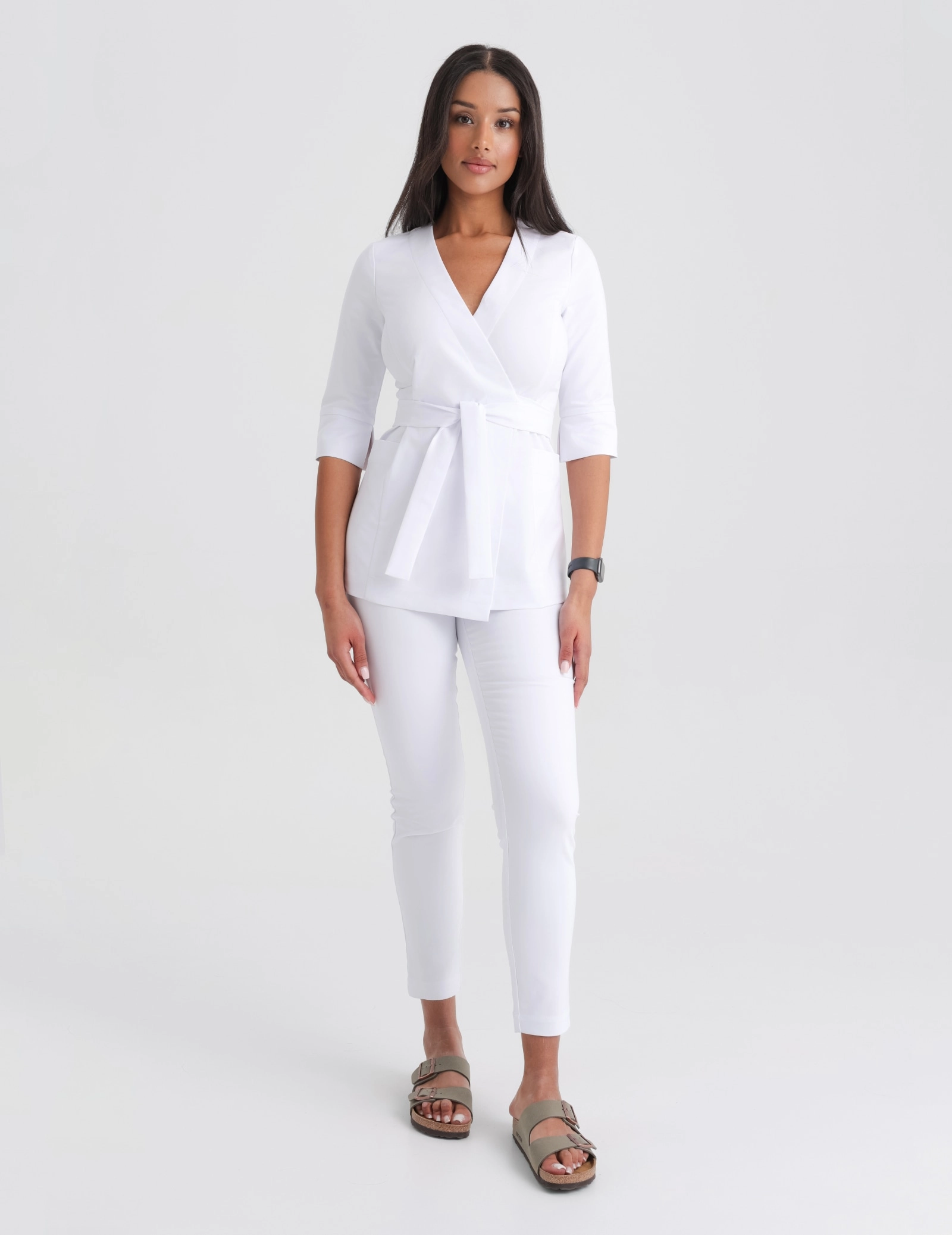 Bluza medyczna wiązana Rosalie - WHITE