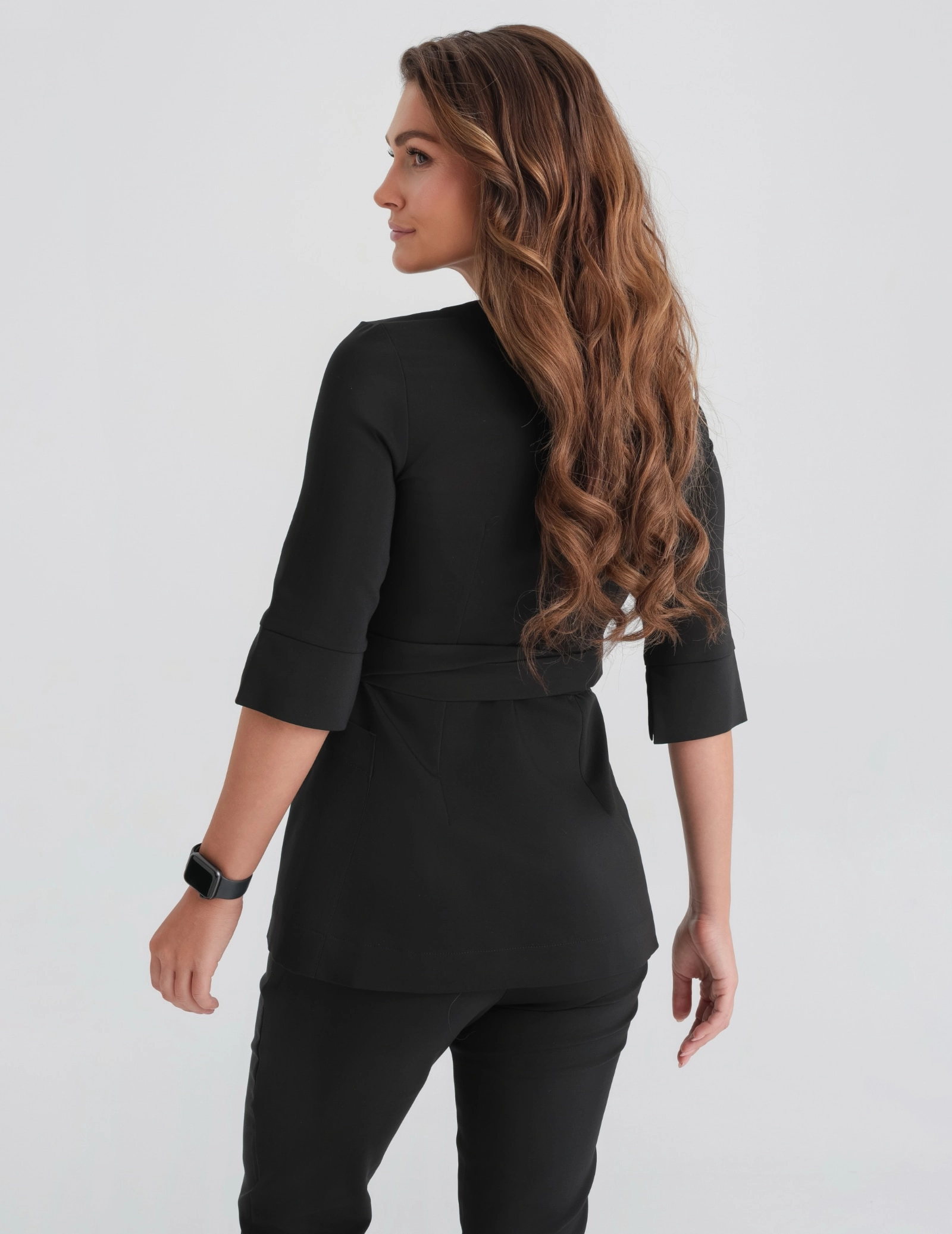 Bluza medyczna wiązana Rosalie - TRUE BLACK