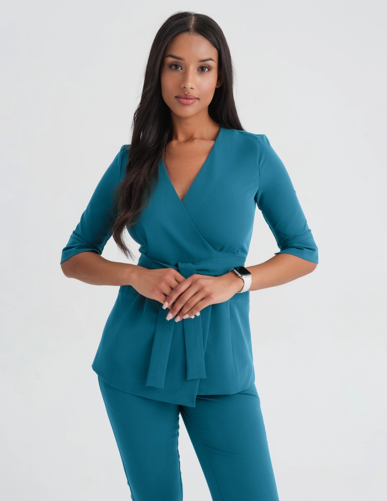 Bluza medyczna wiązana Rosalie - WOODROSE Bluza medyczna wiązana Rosalie - WOODROSE
