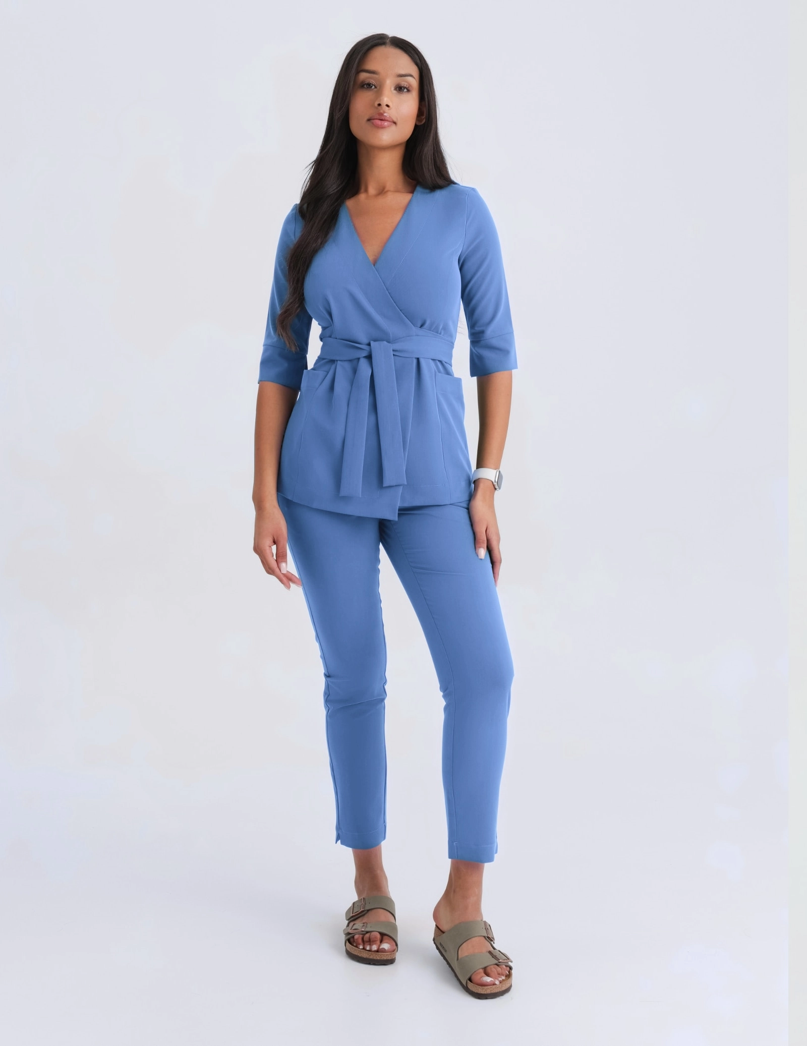 Bluza medyczna wiązana Rosalie - MARINA BLUE