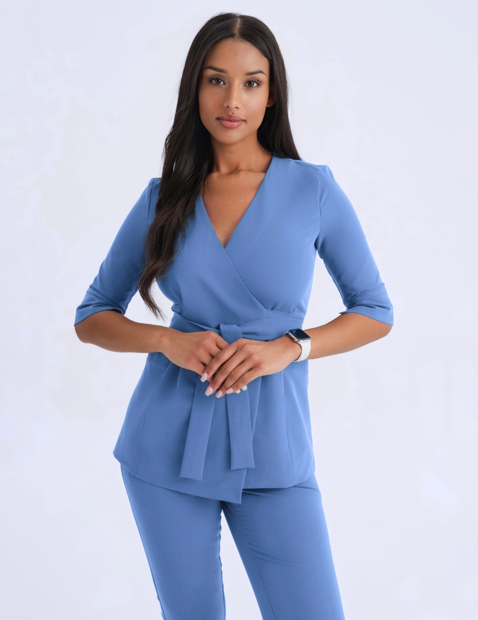 Bluza medyczna wiązana Rosalie - MARINA BLUE