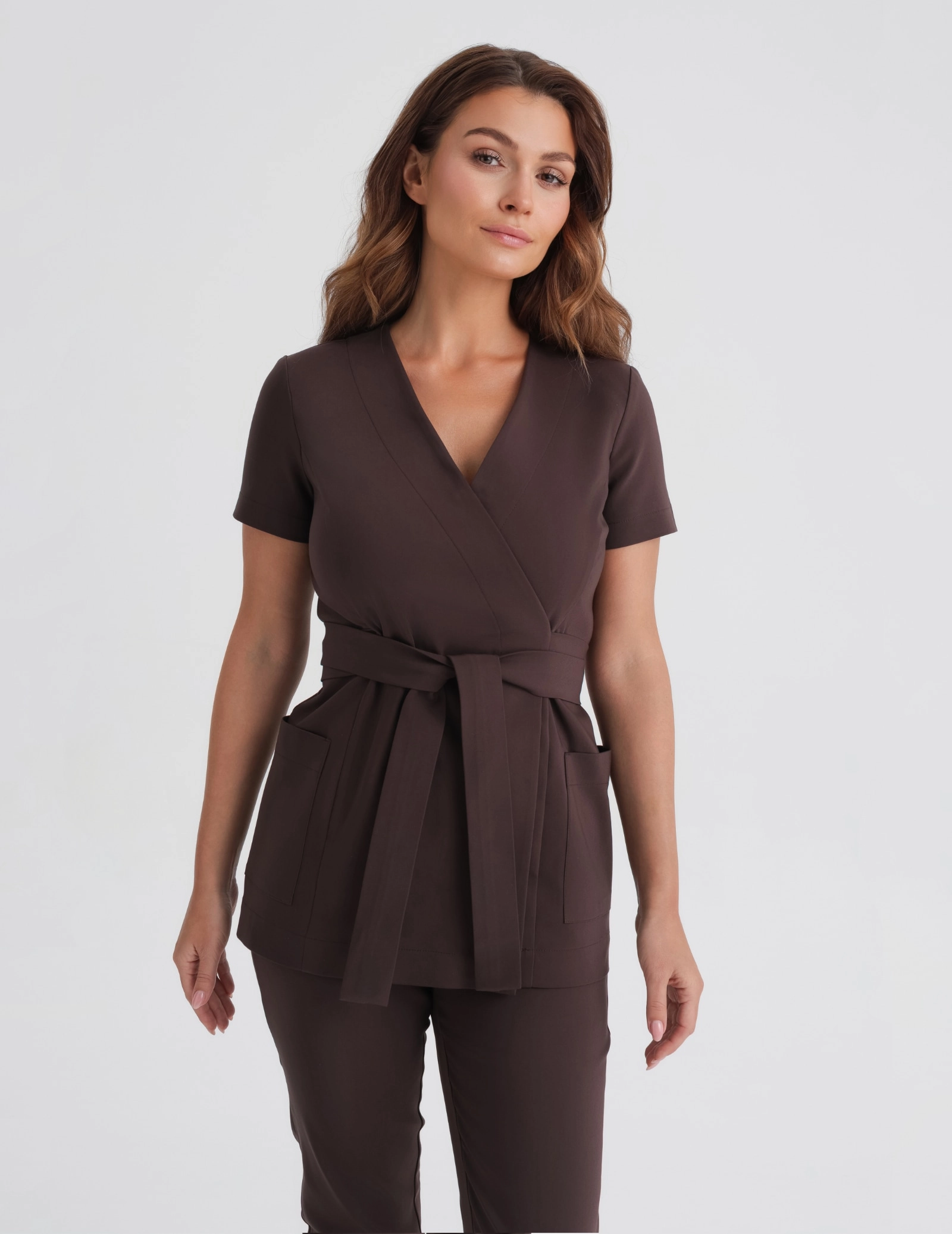 Bluza Medyczna Wiązana Auri - ESPRESSO