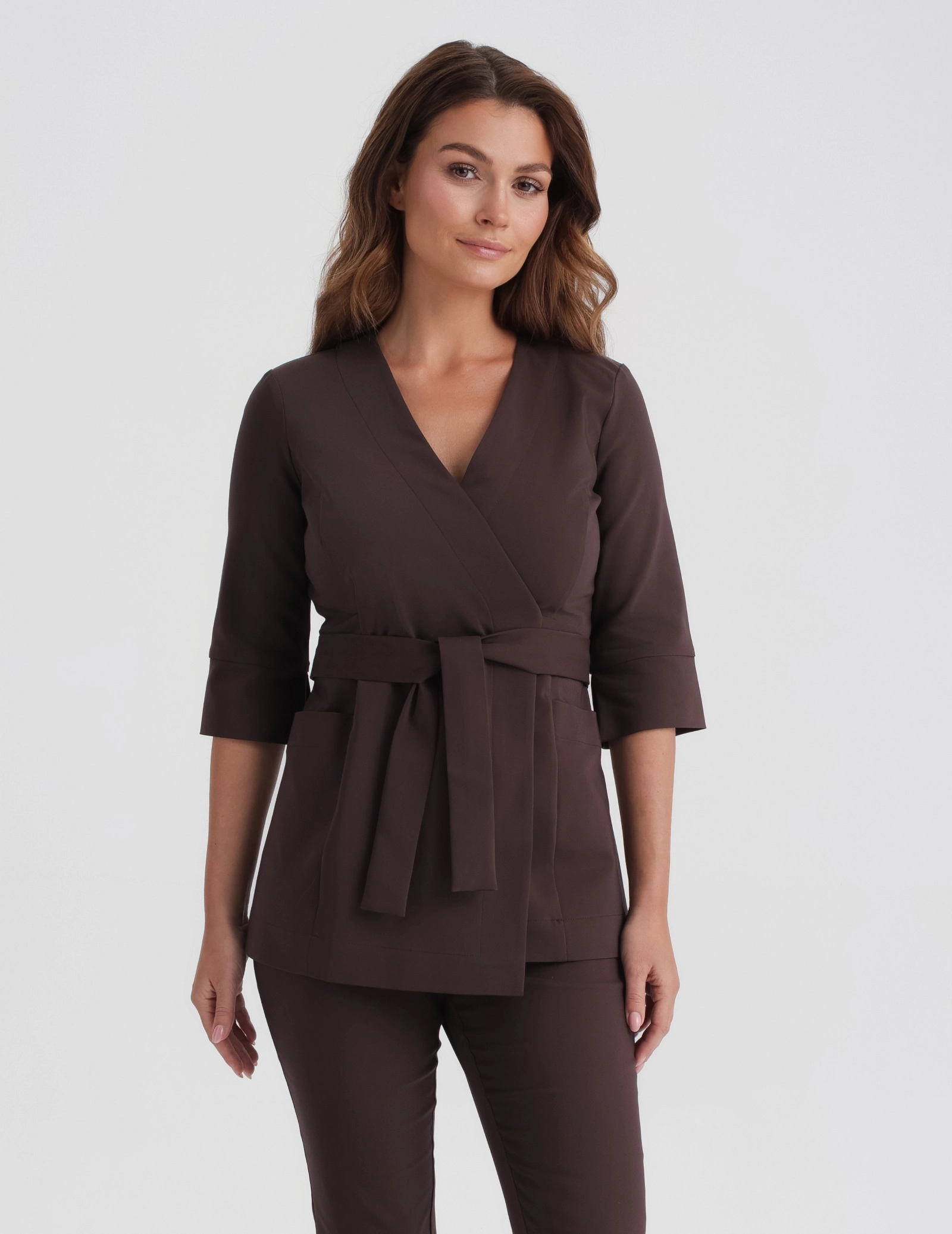 Bluza medyczna wiązana Rosalie - WOODROSE