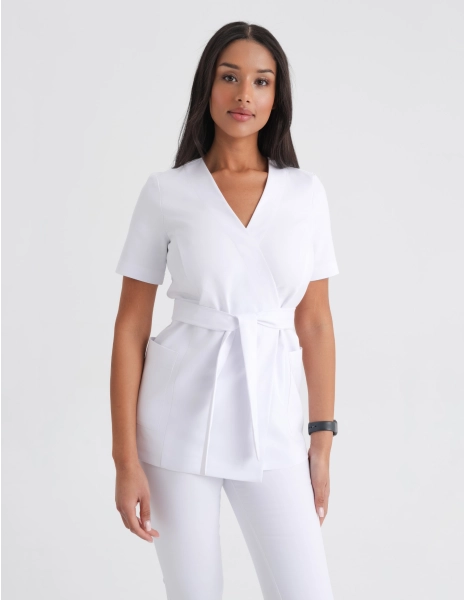 Bluza Medyczna Wiązana Auri - WHITE