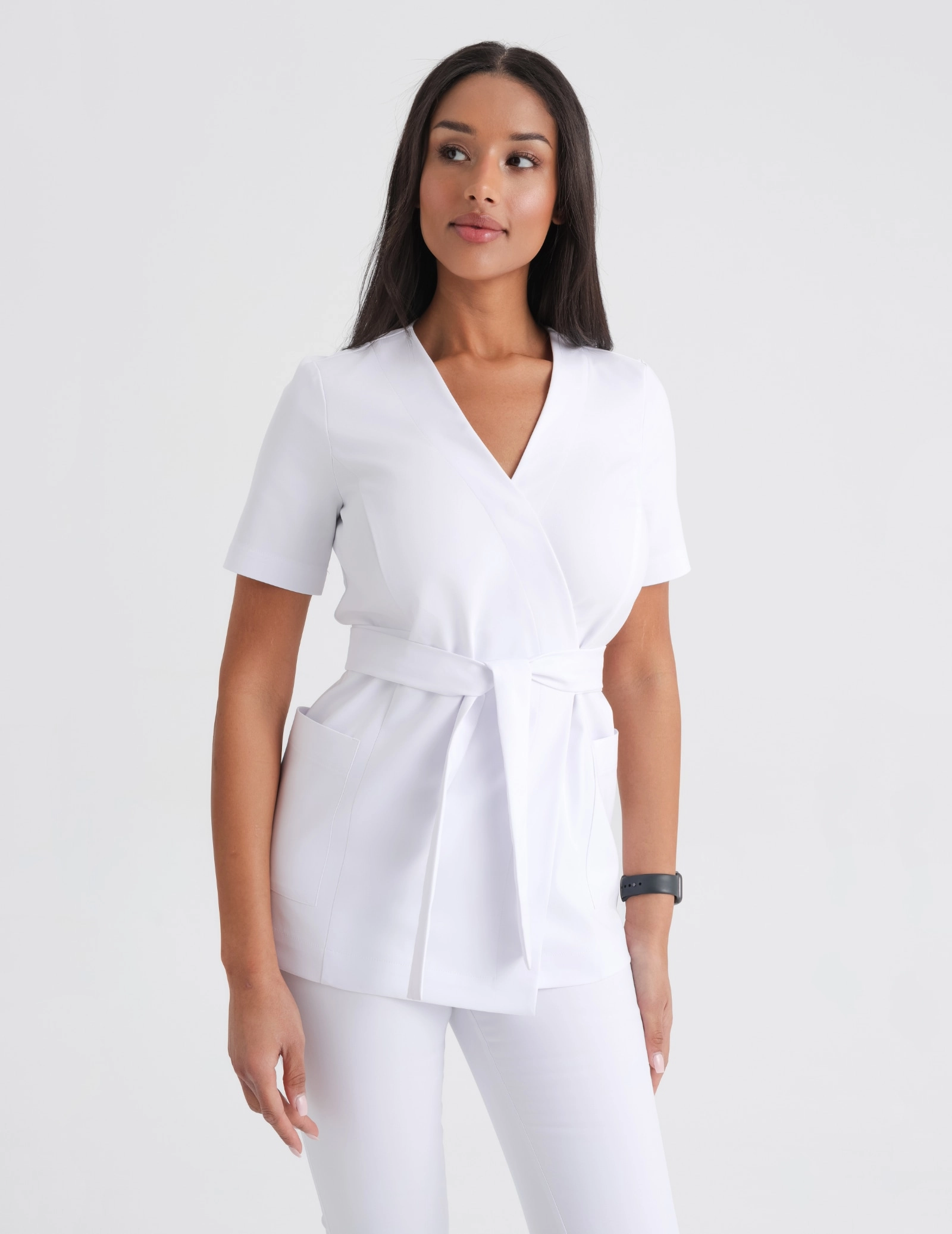 Bluza Medyczna Wiązana Auri - WHITE