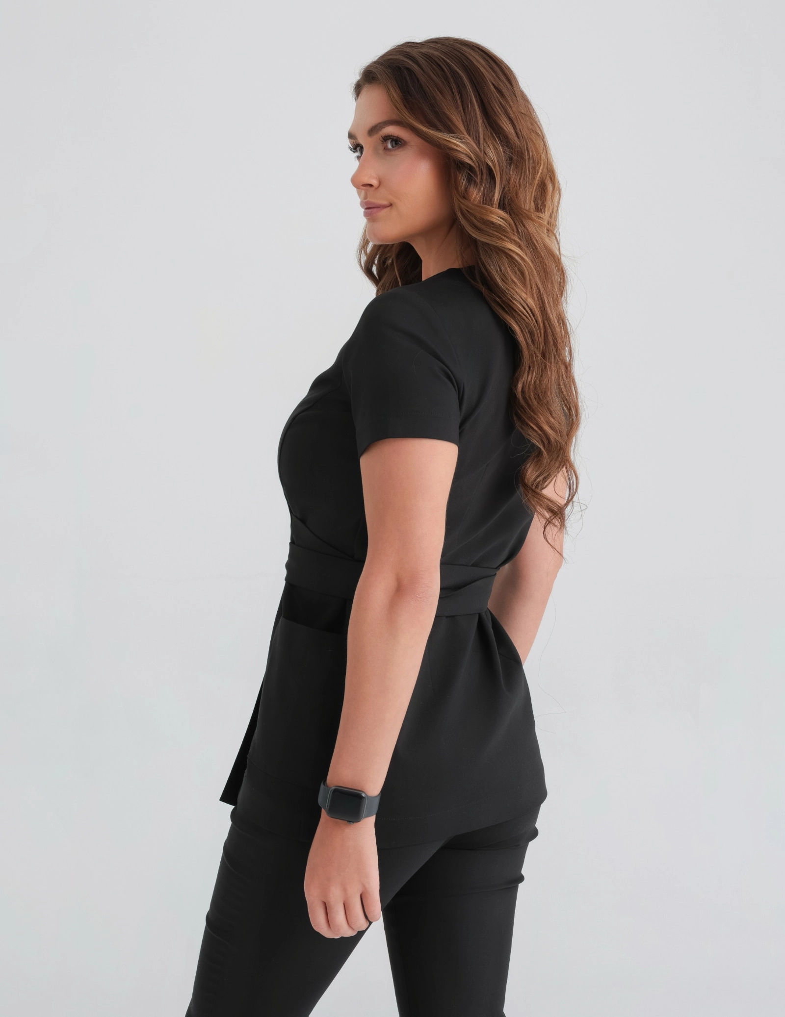 Bluza Medyczna Wiązana Auri - BLACK