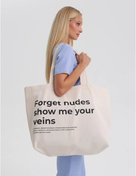 Torba Oversize Shopper - "Forget nudes show me your veins"