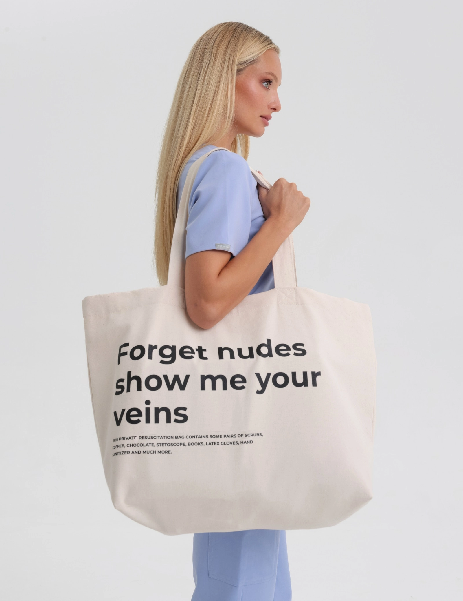 Torba Oversize Shopper - "Forget nudes show me your veins" Torba Oversize Shopper - "Forget nudes show me your veins"