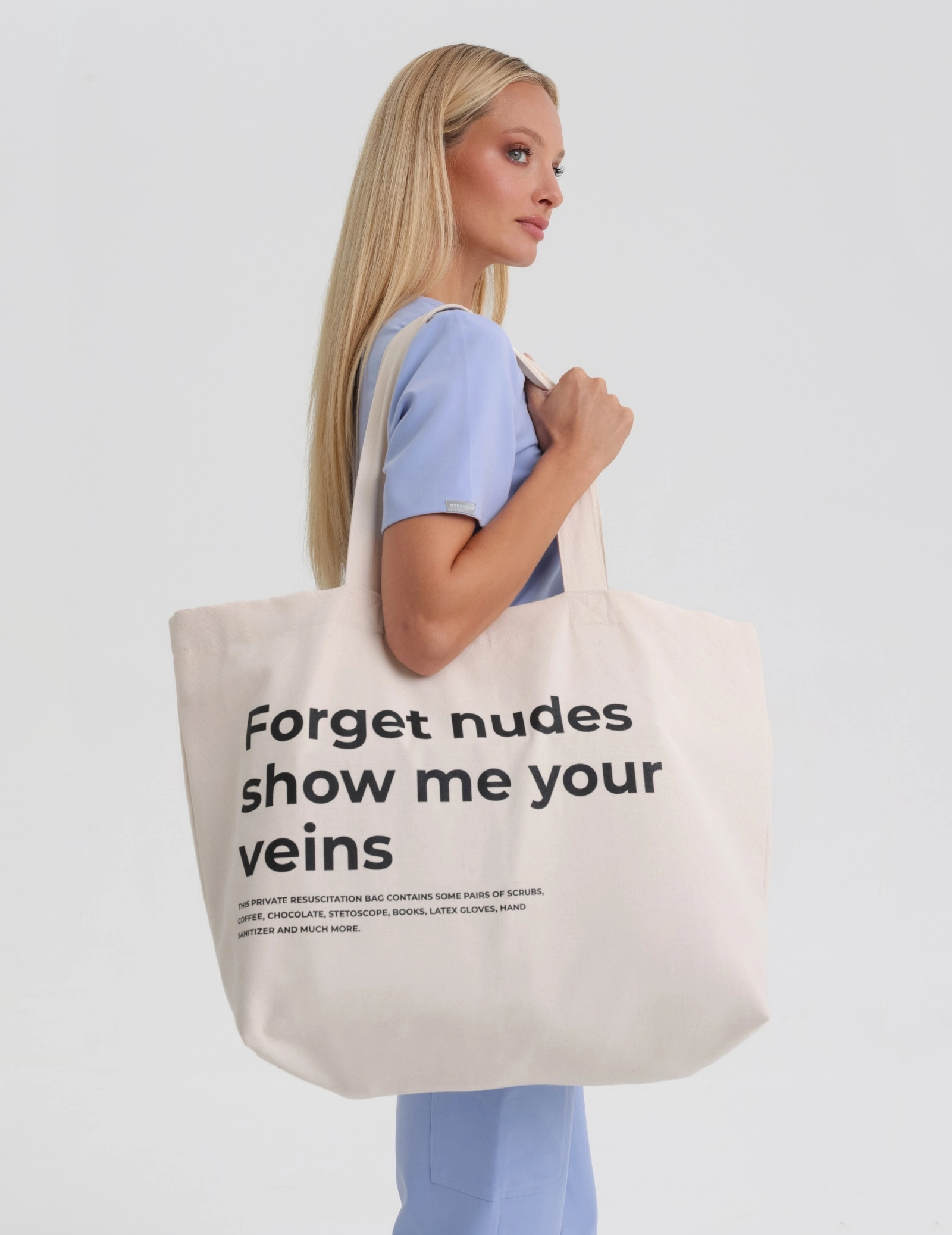 Torba Oversize Shopper - "Forget nudes show me your veins" Torba Oversize Shopper - "Forget nudes show me your veins"