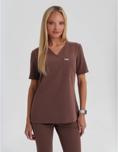 Bluza Medyczna Raya One Pocket - MILKY BROWN