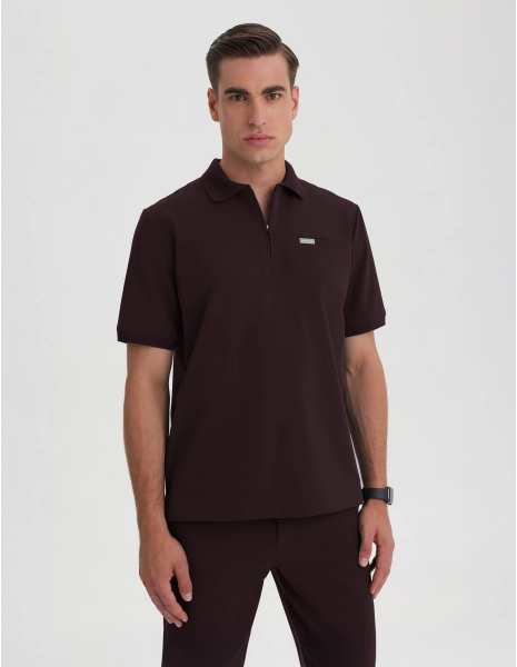 Bluza Medyczna Polo Męska - DARK CHOCOLATE