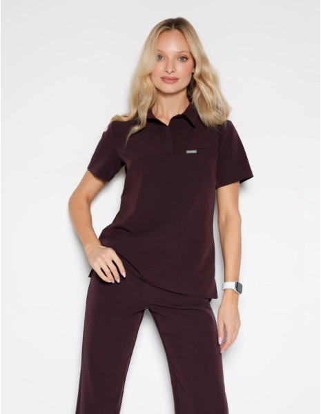 Bluza Medyczna Polo - DARK CHOCOLATE