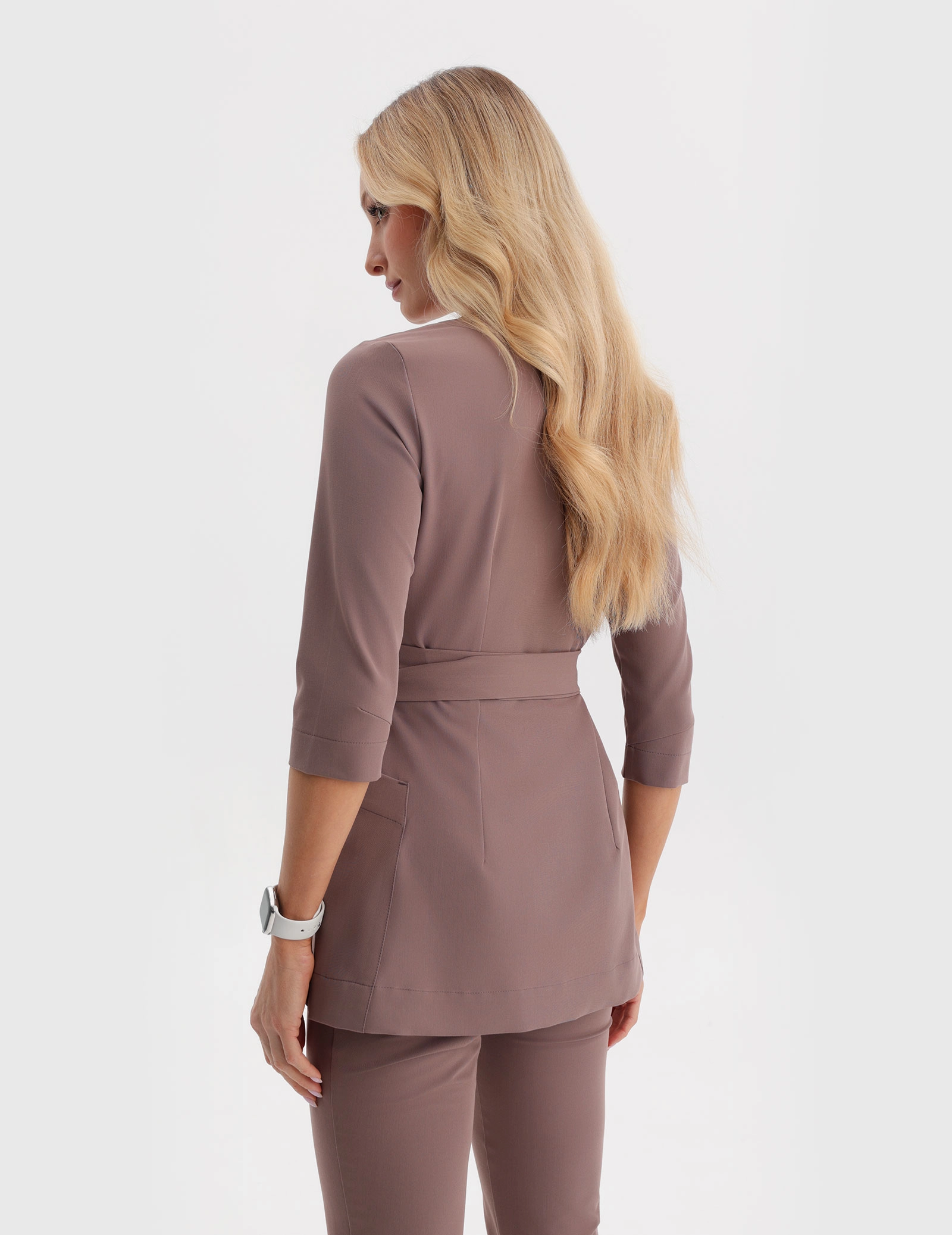 Bluza Medyczna Wiązana Rosalie - MOCHA
