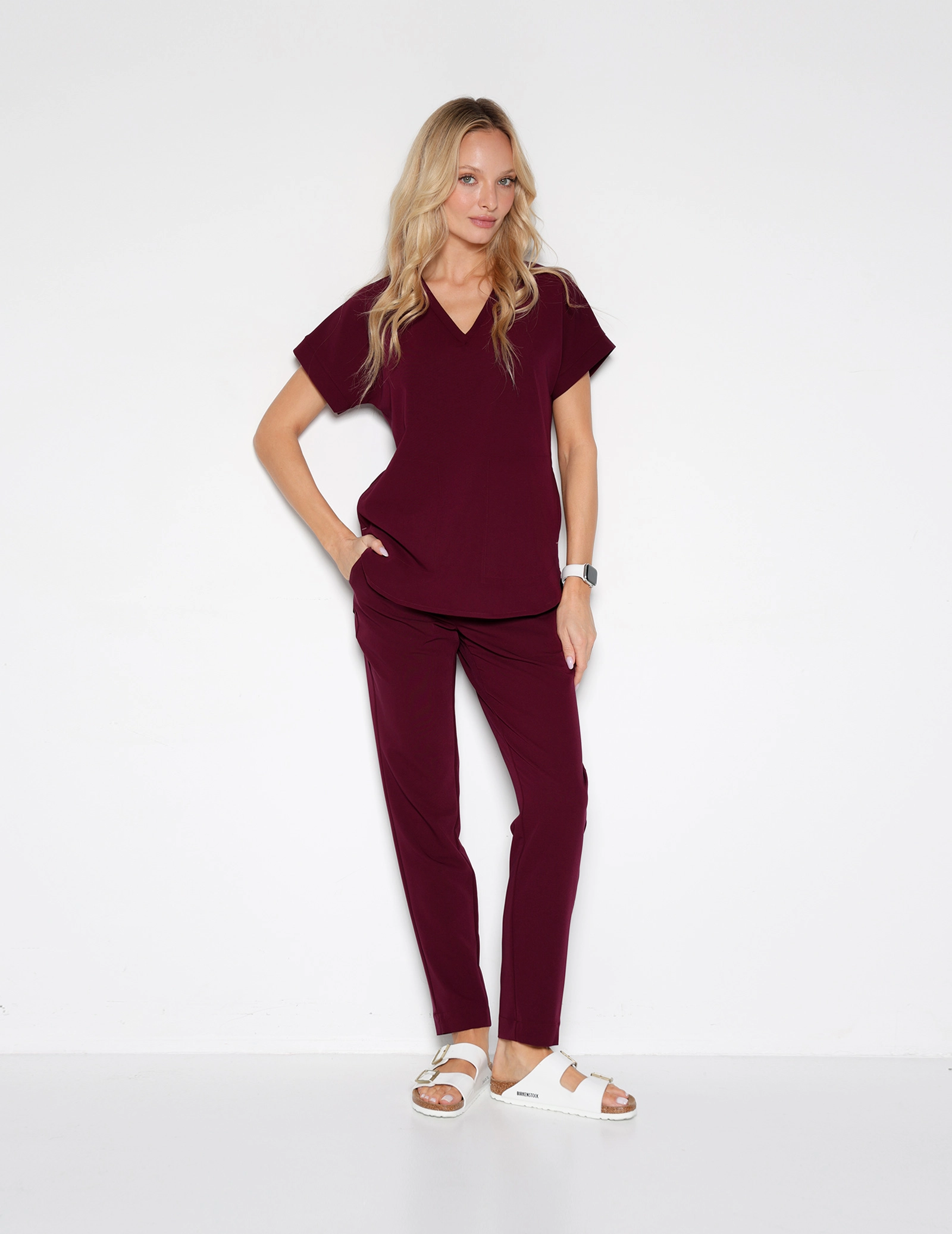 Spodnie damskie Basic - BURGUNDY