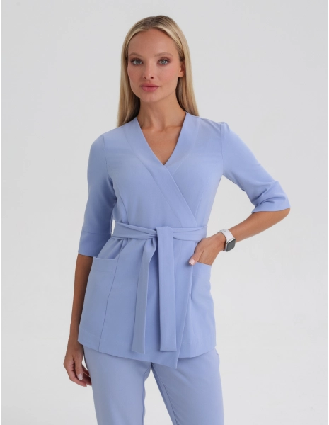 Bluza medyczna wiązana Rosalie - CEIL BLUE