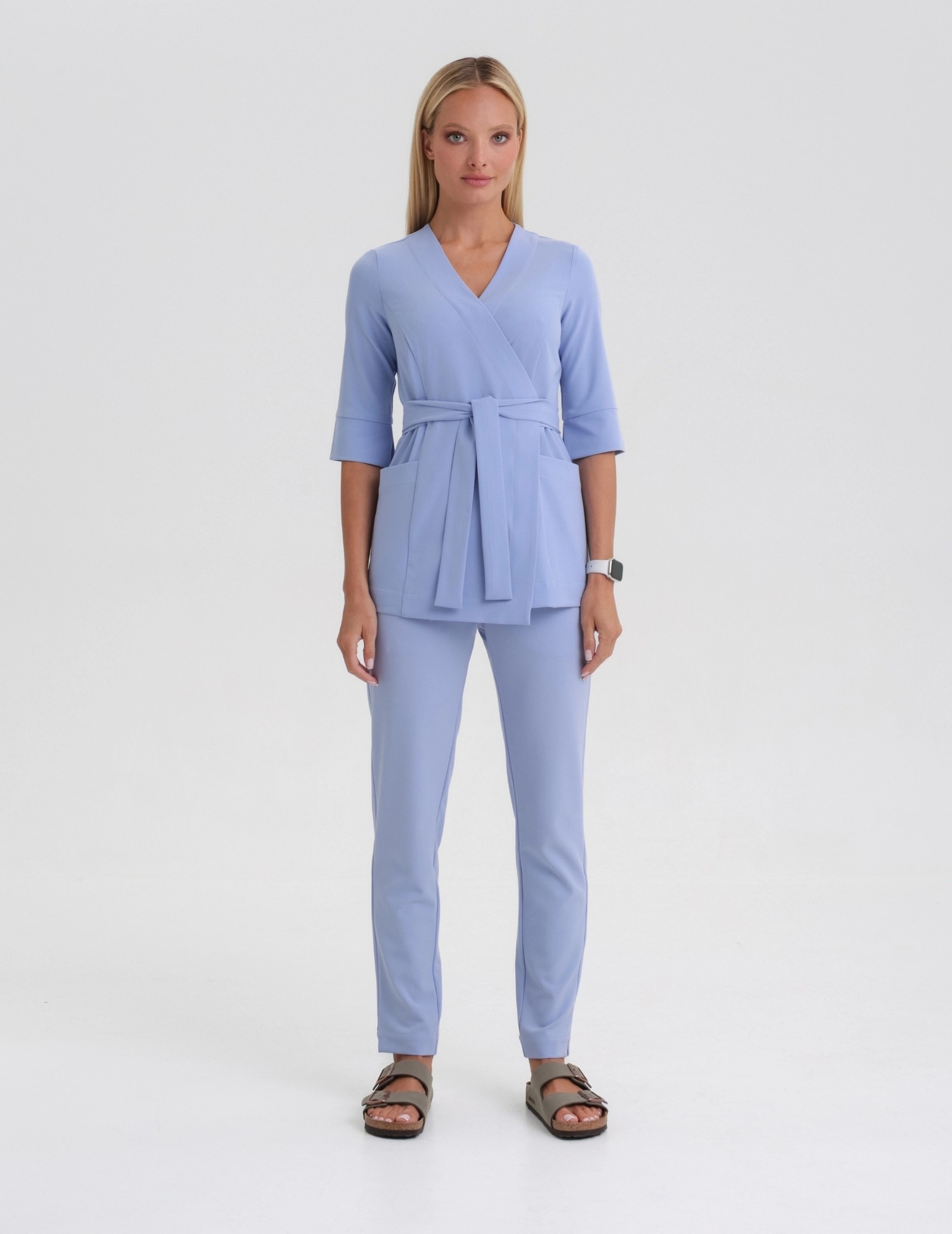 Bluza medyczna wiązana Rosalie - CEIL BLUE