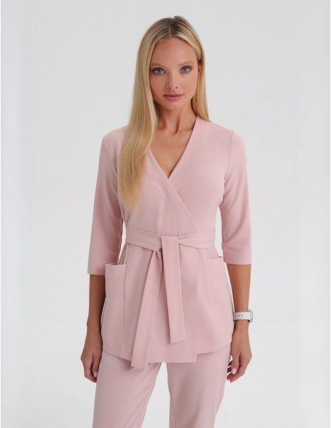 Bluza medyczna wiązana Rosalie - DUSTY ROSE