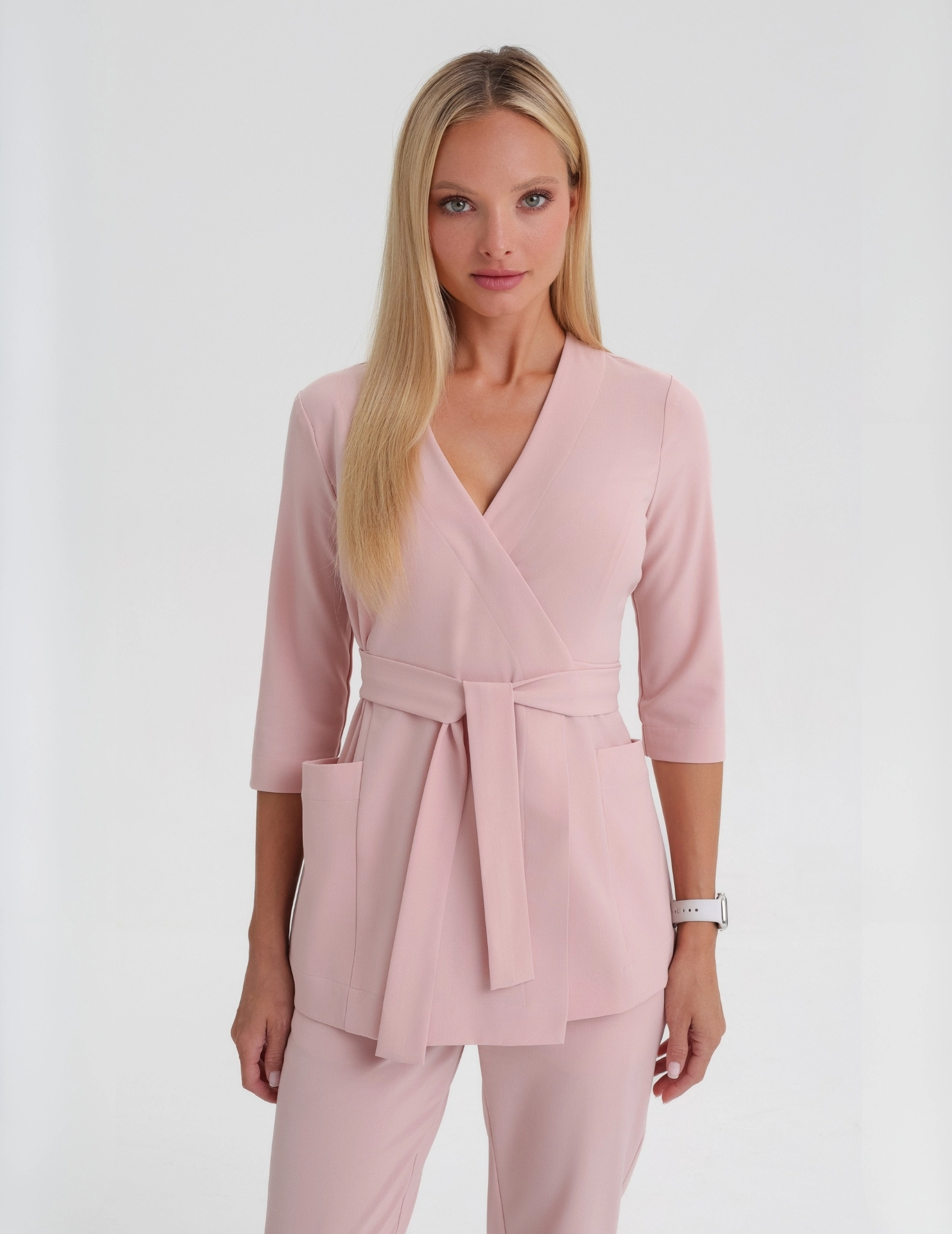 Bluza medyczna wiązana Rosalie - DUSTY ROSE Bluza medyczna wiązana Rosalie - DUSTY ROSE