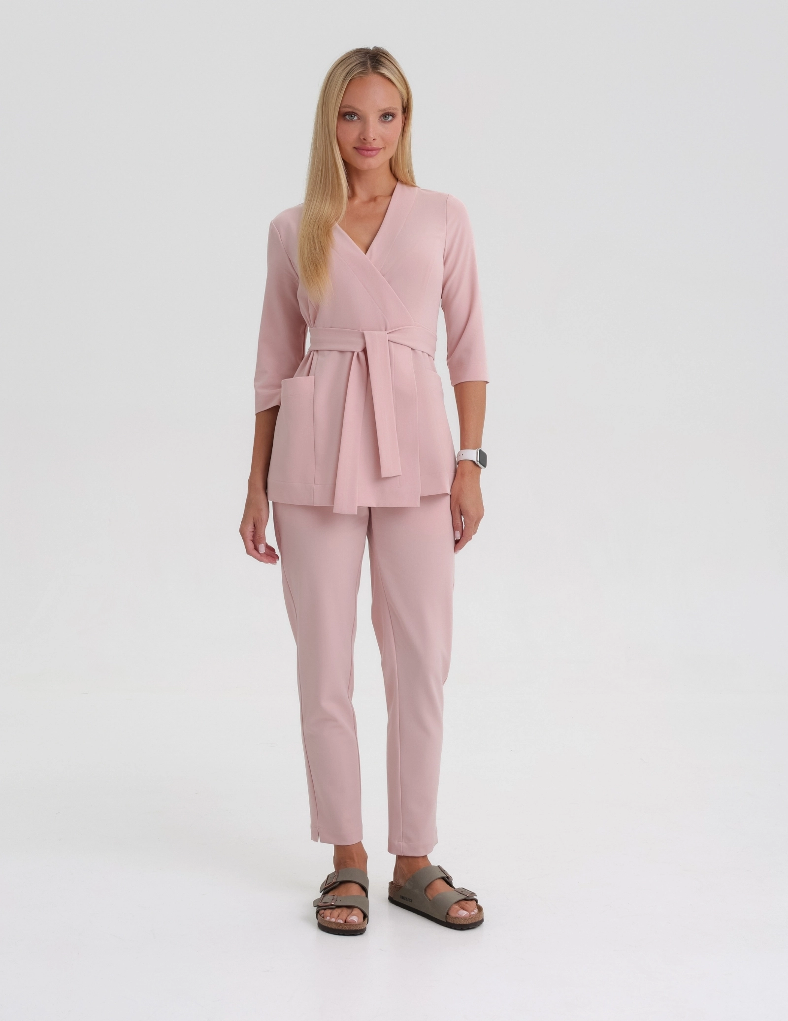 Bluza medyczna wiązana Rosalie - DUSTY ROSE Bluza medyczna wiązana Rosalie - DUSTY ROSE
