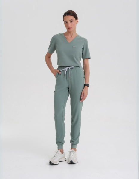 Spodnie Joggery Damskie - DUSTY GREEN