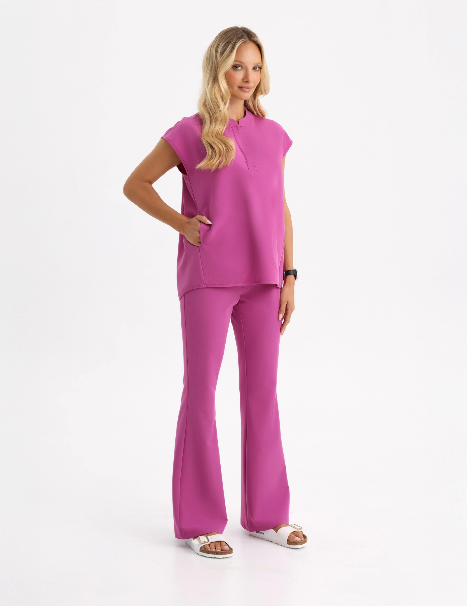 Spodnie Damskie Flare - ELECTRIC PINK