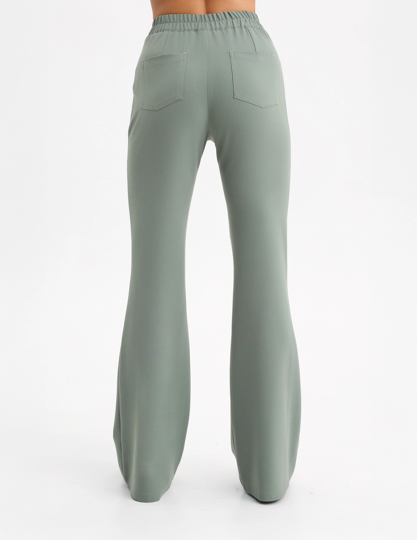 Spodnie Damskie Flare - DUSTY GREEN Spodnie Damskie Flare - DUSTY GREEN
