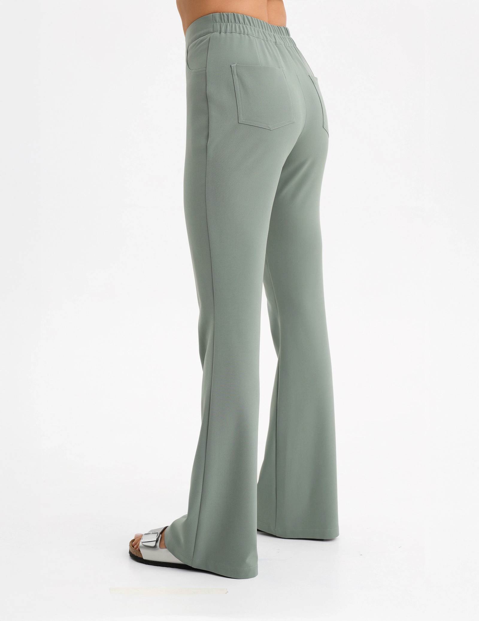 Spodnie Damskie Flare - DUSTY GREEN Spodnie Damskie Flare - DUSTY GREEN