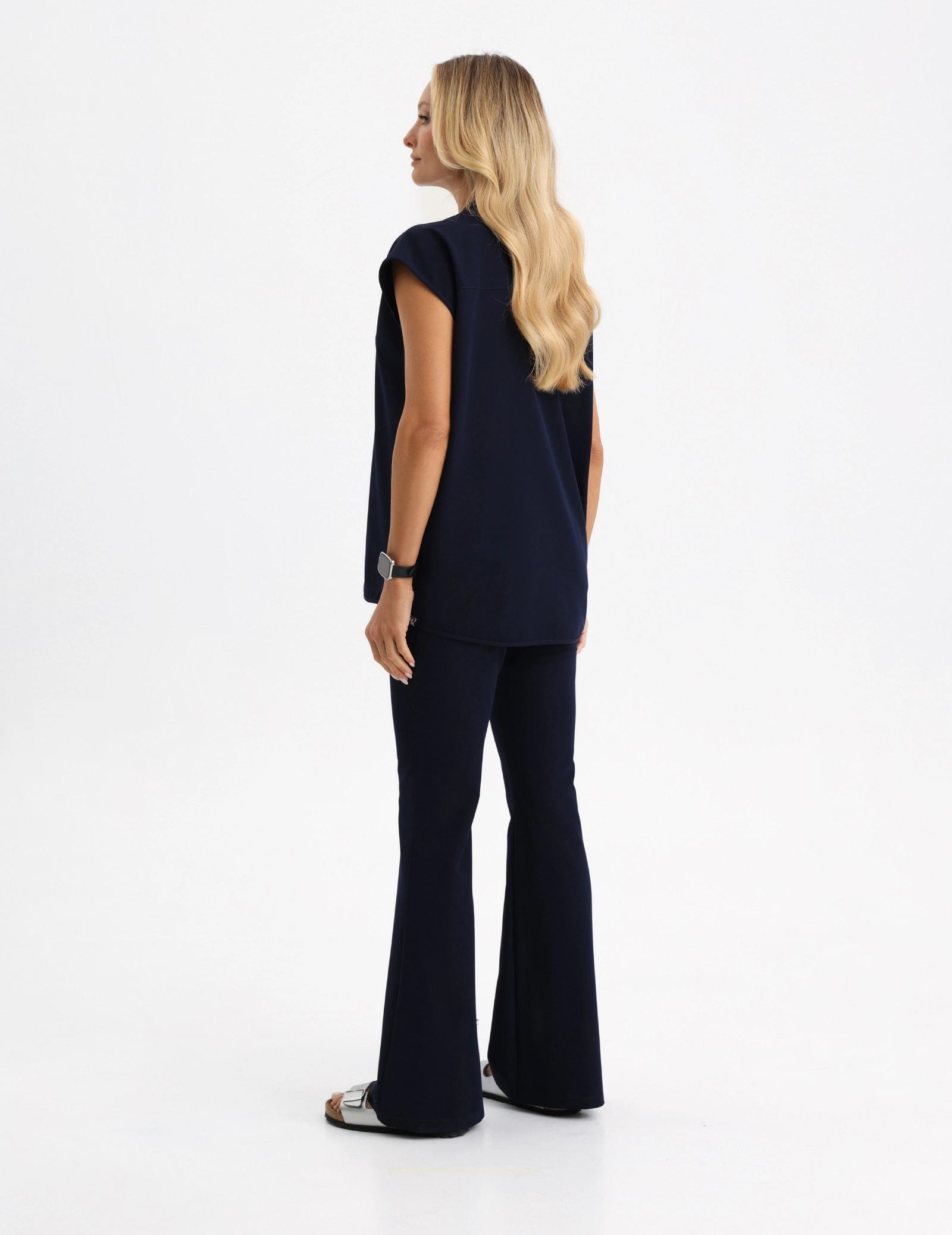 Spodnie Damskie Flare - DARK NAVY