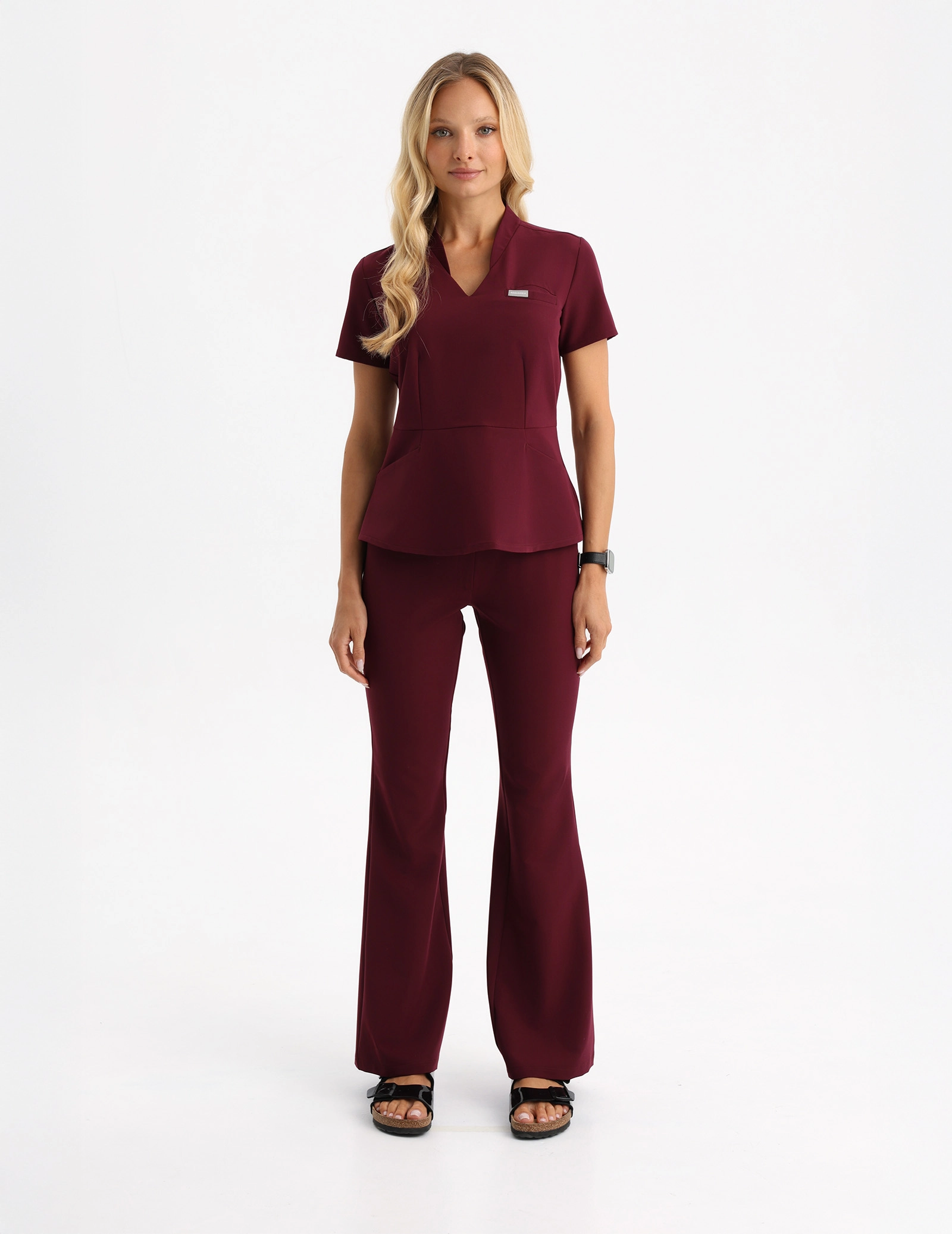 Spodnie Damskie Flare - BURGUNDY