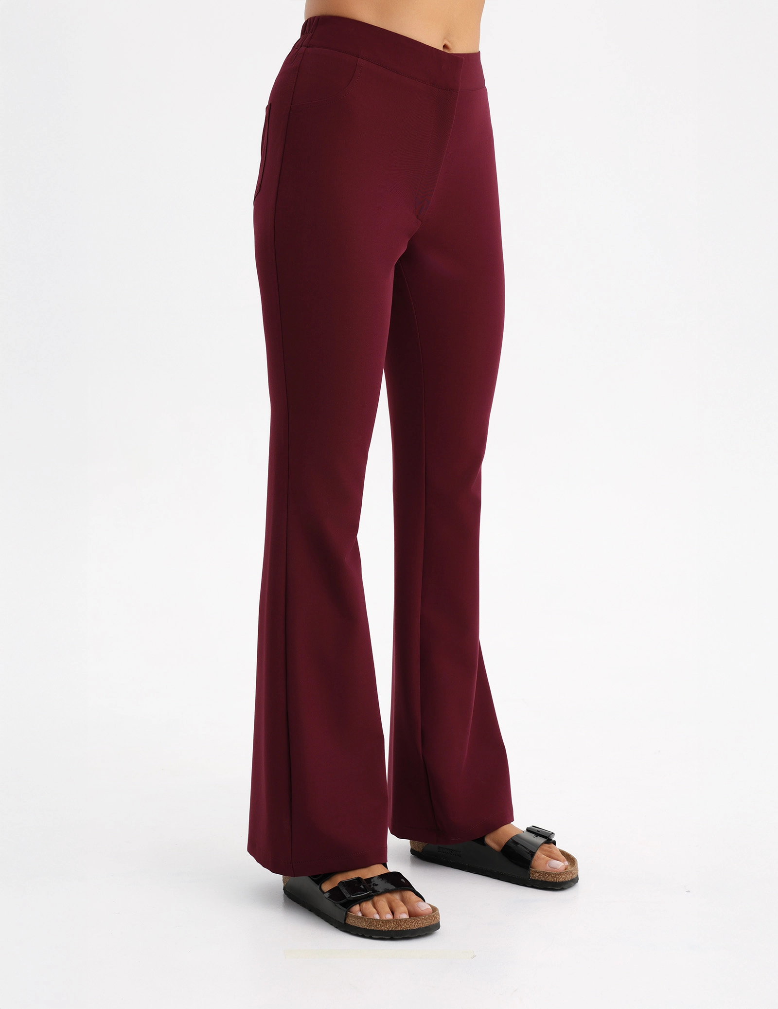 Spodnie Damskie Flare - BURGUNDY