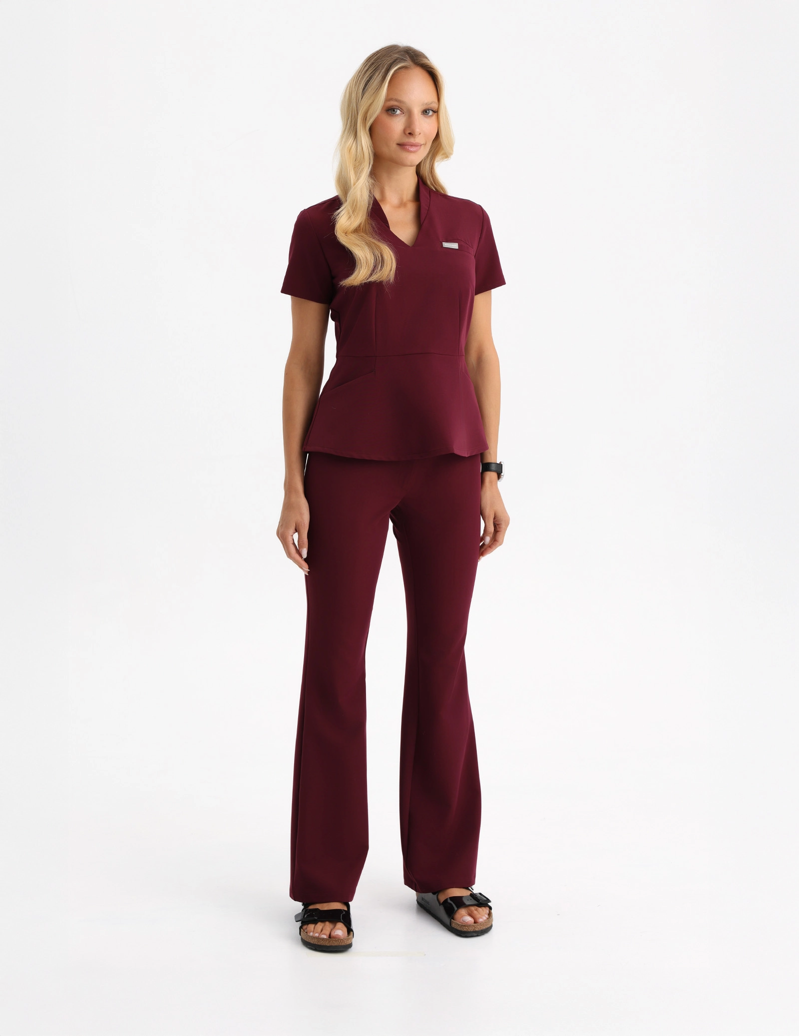 Spodnie Damskie Flare - BURGUNDY