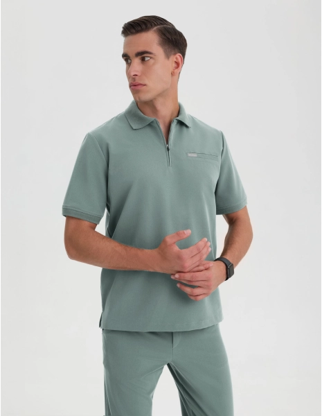 Bluza Medyczna Polo Męska - DUSTY GREEN