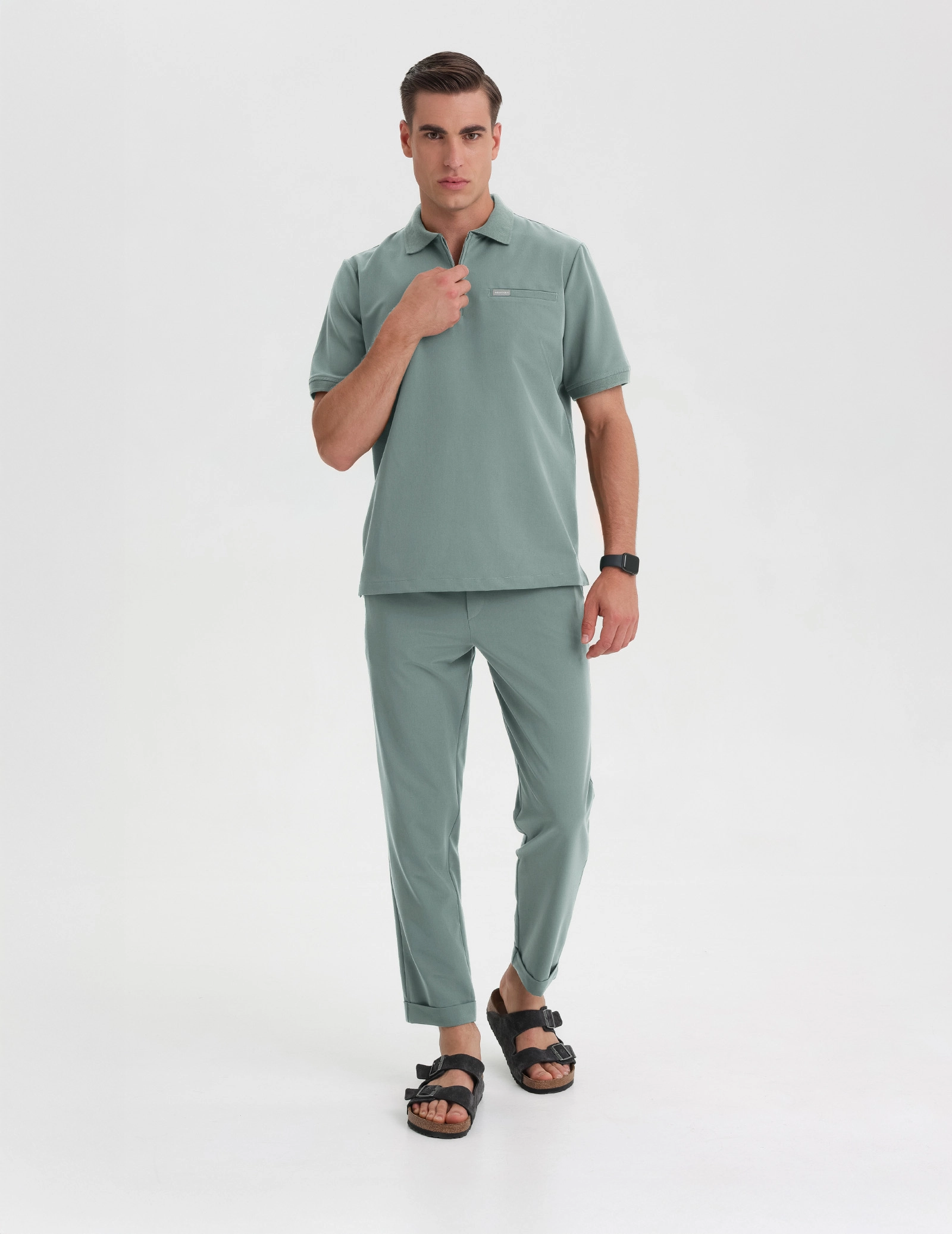 Bluza Medyczna Polo Męska - DUSTY GREEN