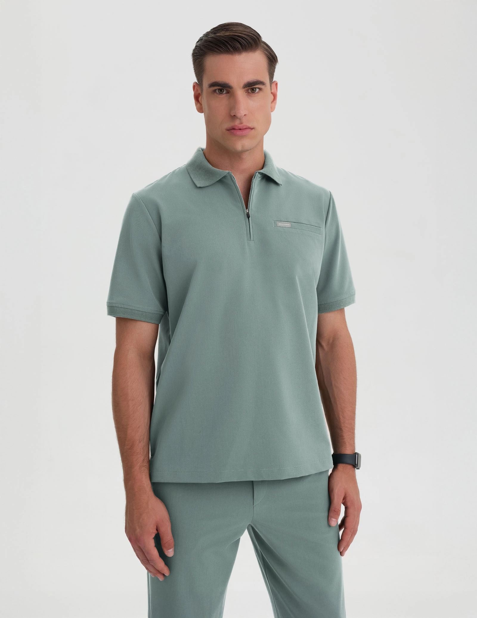 Bluza Medyczna Polo Męska - DUSTY GREEN