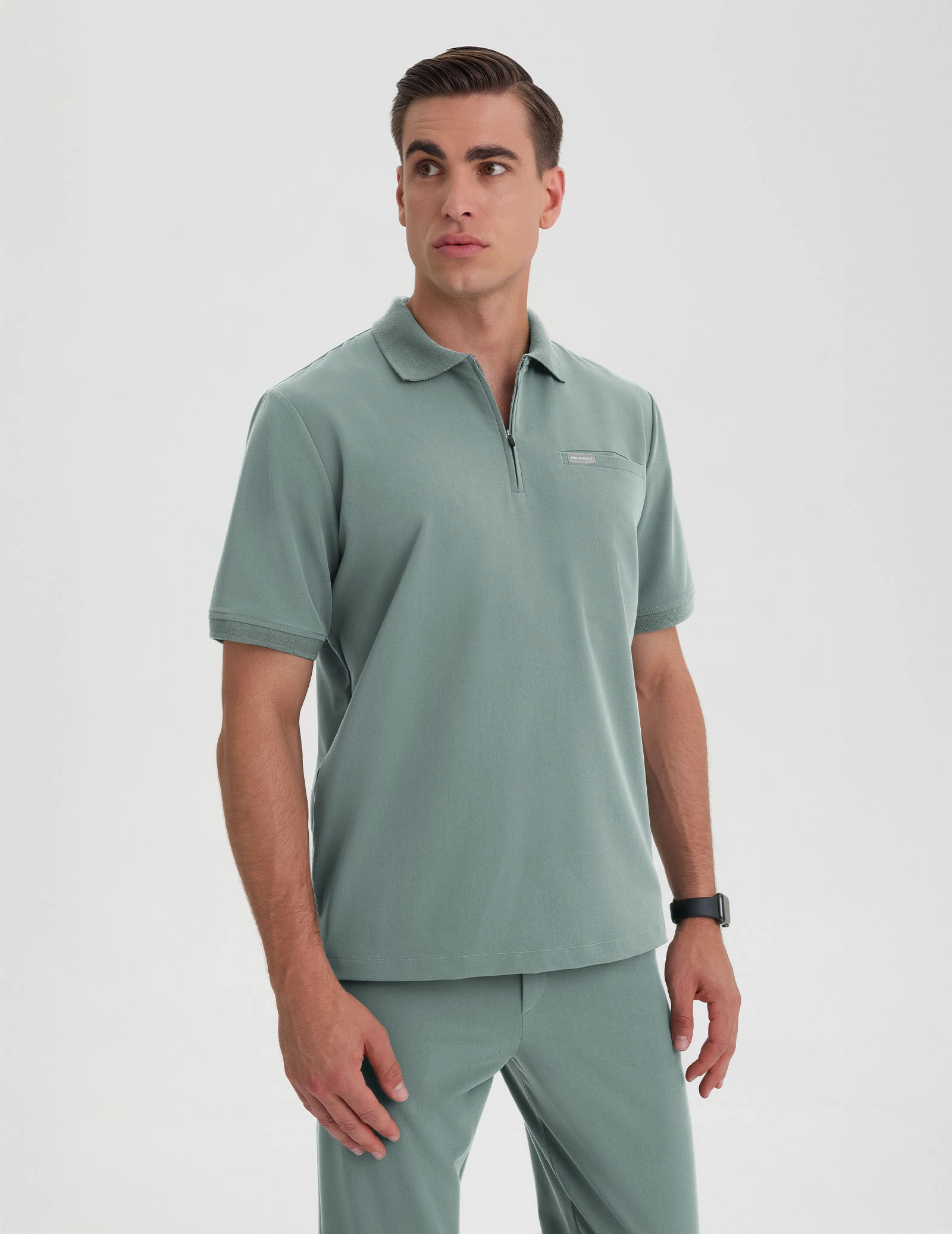 Bluza Medyczna Polo Męska - DUSTY GREEN