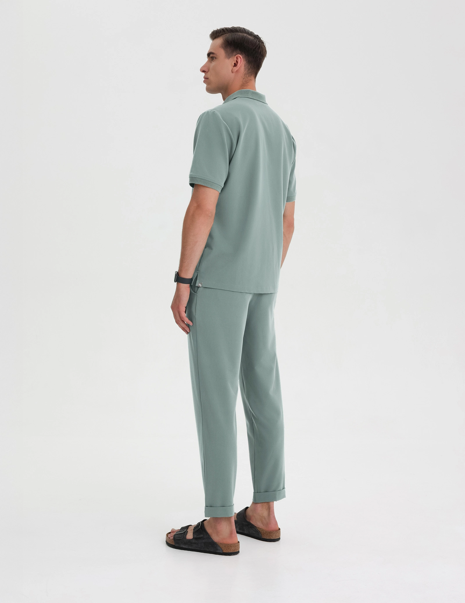 Bluza Medyczna Polo Męska - DUSTY GREEN