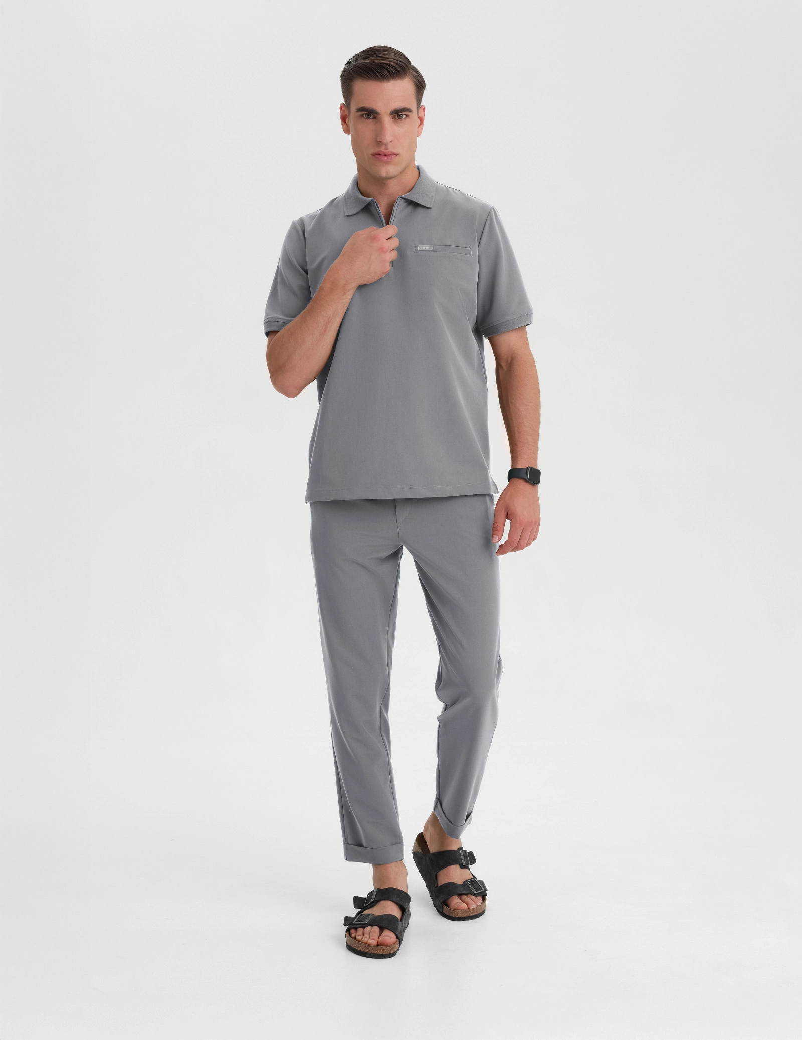 Bluza Medyczna Polo Męska - SHARK GRAY