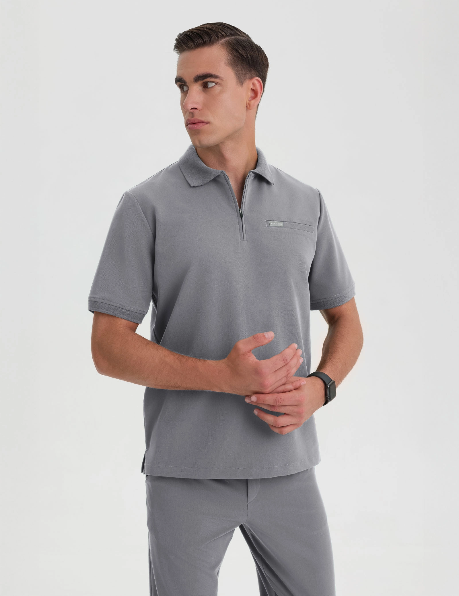 Bluza Medyczna Polo Męska - SHARK GRAY