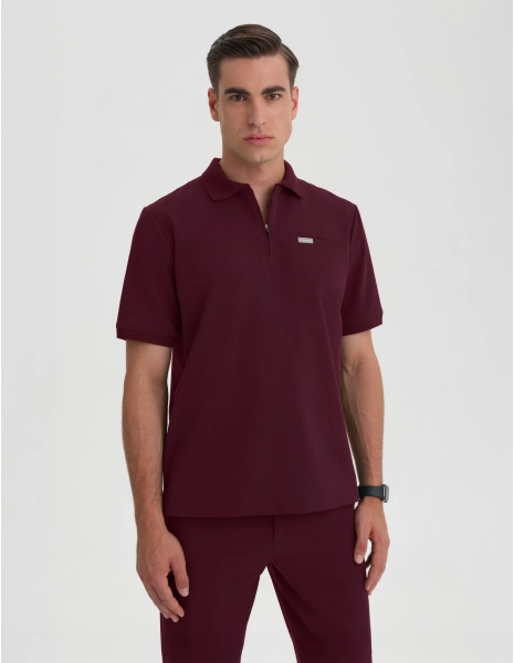 Bluza Medyczna Polo Męska - BURGUNDY